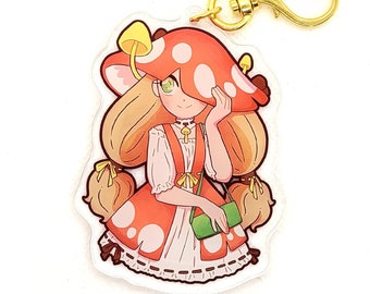 mushroom girl dress fashion cute adorable anime girl keychain charm red gift holiday decor aesthetic