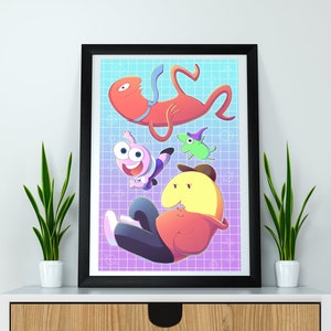 Lächelnde Freunde Glep Alan Pim Charlie Cartoon print Zach PsychicPebbles Oneyplays Plakat Geschenk Geburtstag Weihnachten Valentines