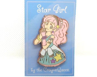 star girl pink purple enamel girls pin cute adorable gift birthday christmas holiday valentines mothers kawaii pastel pink star space