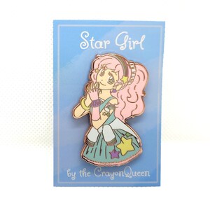 star girl pink purple enamel girls pin cute adorable gift birthday christmas holiday valentines mothers kawaii pastel pink star space