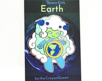 earth astronomy enamel pin space girls astrology planet sparkle gaia stars moon outer space enamel pin solar system pale blue dot