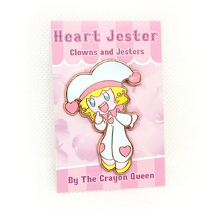 Heart Jester Enamel Pin - Circus Clown Girl Pin