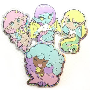 monster girl monsters naga mermaid goat dragon sticker gift decor holographic car vinyl pvc decal laptop