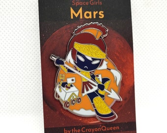 mars astronomy enamel pin space girls astrology planet sparkle red stars moon outer space enamel pin solar system god of war