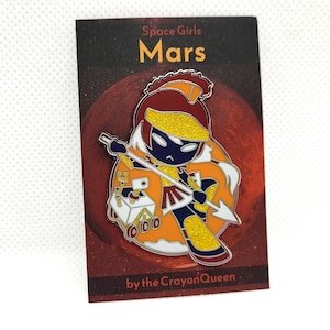 mars astronomy enamel pin space girls astrology planet sparkle red stars moon outer space enamel pin solar system god of war