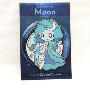 moon astronomy enamel pin space girls astrology lunar sparkle blue stars moon outer space enamel pin