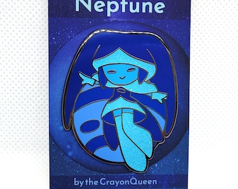 Emaille pin Neptunus: ruimtemeisjes astrologie, sprankelende sterren