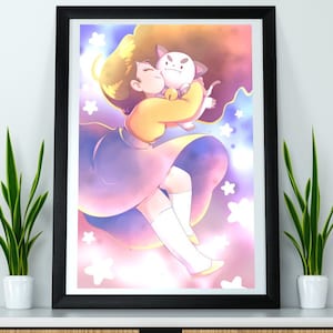 Puppycat Bee cute pastel show print poster watercolor effect gift birthday christmas valentines