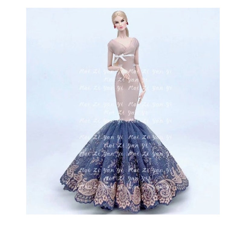 Dress for Princess Doll Clothes Handmade Long Tail Wedding Fashion Evening Party Outfit For Barbie Doll Accessories