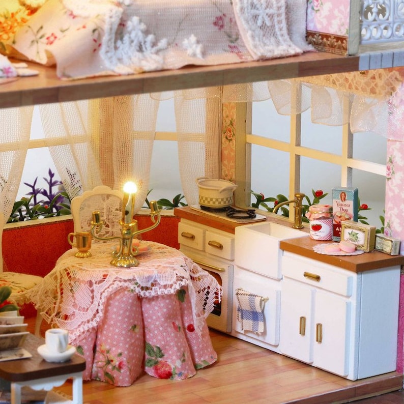 DIY 3D Wooden Dollhouse Princess Room Handmade Decorations Birthday Gift Children Toy With Furnitures for Birthday Gift