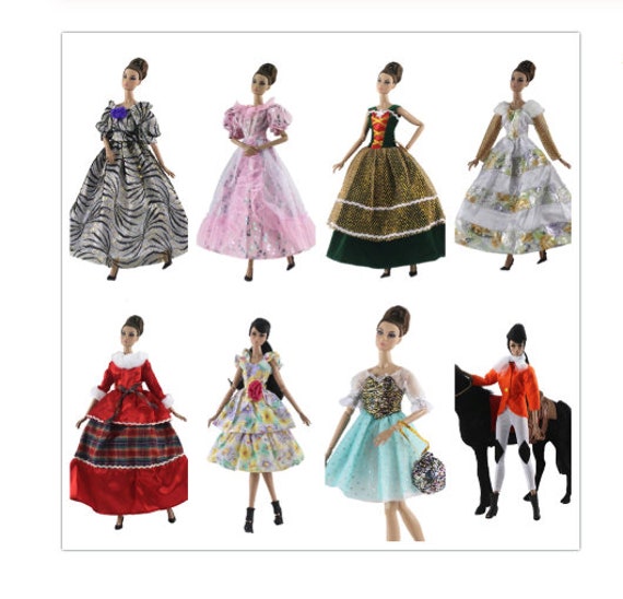 Doll dress for Barbie doll, national costume Cheongsam evening dresses Barbie doll, outfits clothes wedding dress for 1/6 BJD handmade