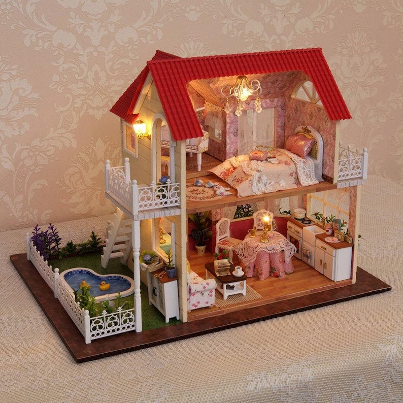 Diy 3d Wooden Dollhouse Princess Room Handmade Decorations Etsy