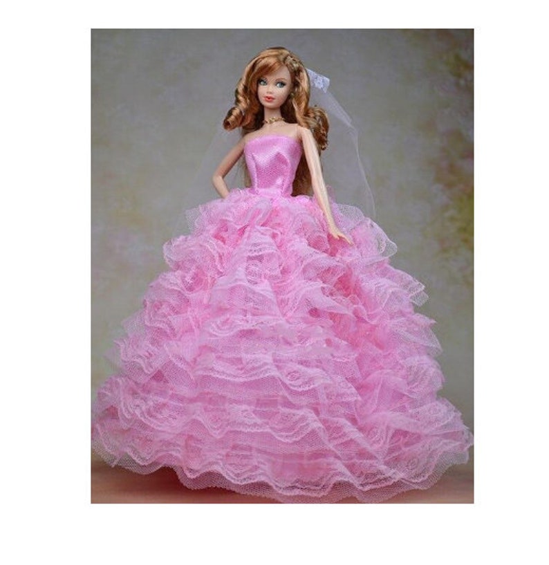 Dress for Princess Doll Clothes Handmade Long Tail Wedding Fashion Evening Party Outfit For Barbie Doll Accessories