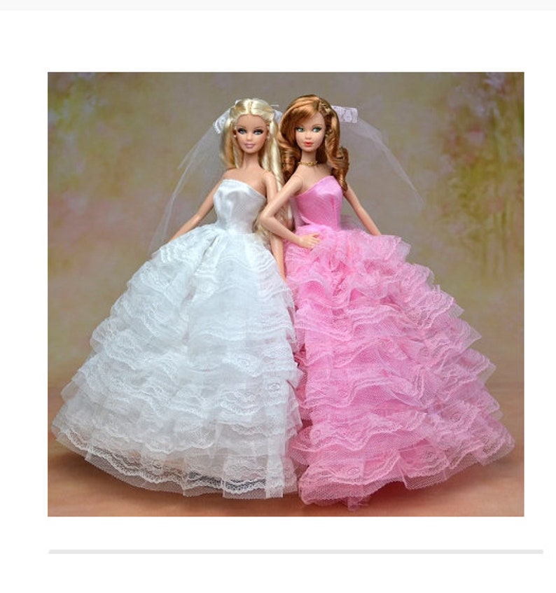 Dress for Princess Doll Clothes Handmade Long Tail Wedding Fashion Evening Party Outfit For Barbie Doll Accessories