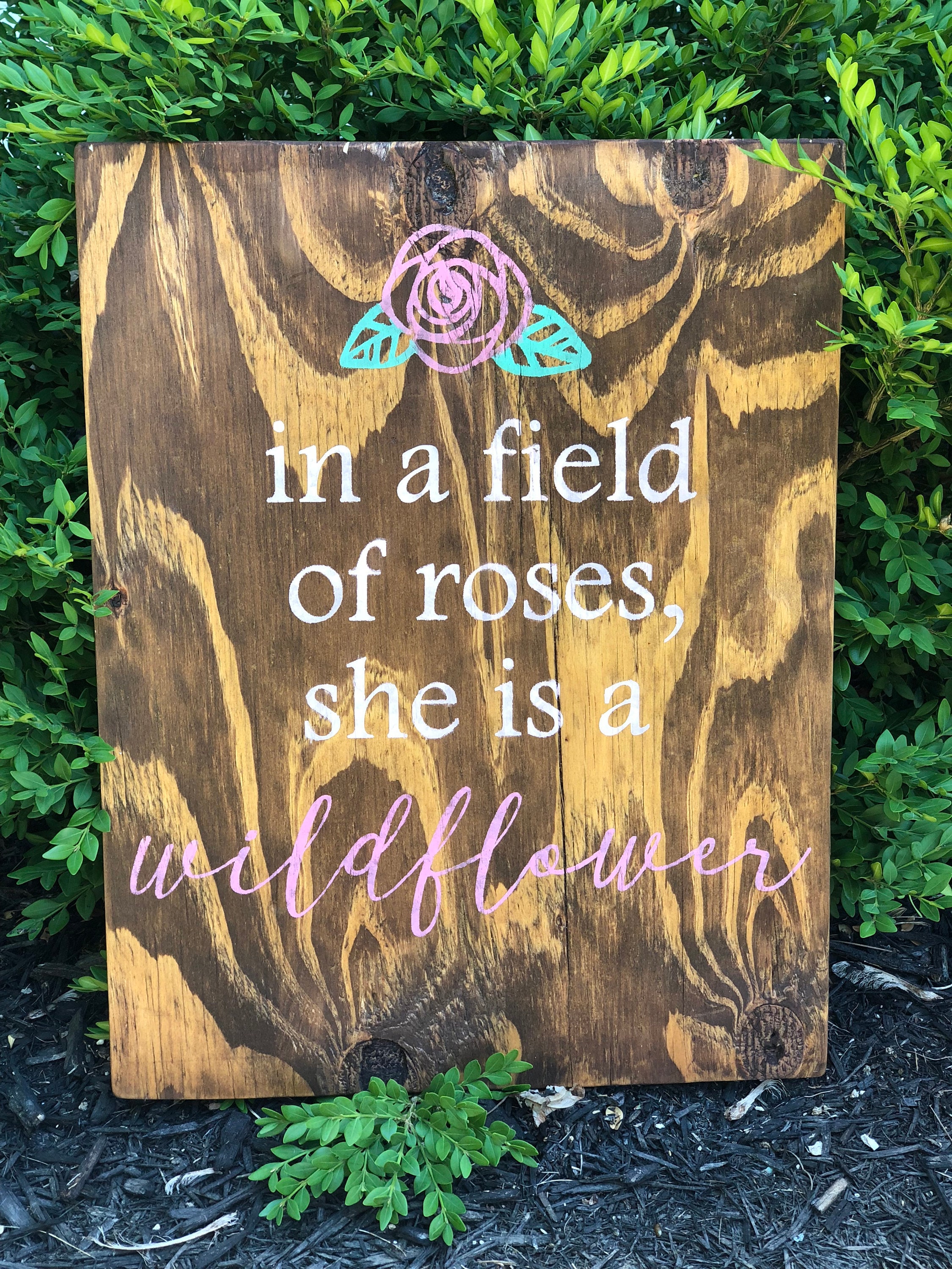 In A Field Of Roses She Is A Wildflower Sign Custom Baby Nursery