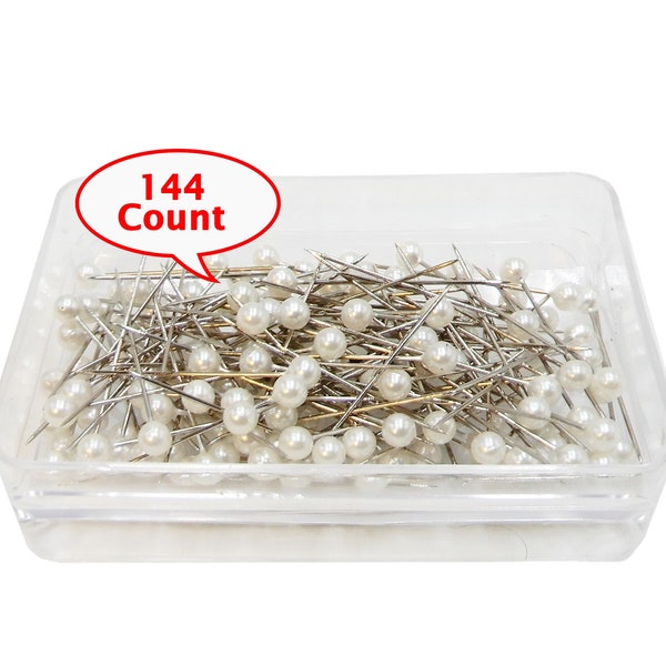 White Pearlized Pins. SHARP 1.25 inch Craft Pins for Wedding Bouquets, Christmas Ornaments or Sewing Crafts - 144 Count High Quality Pins