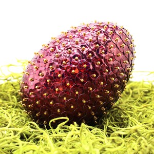 4" Dragon Egg, Unique Metallic Mulberry Sequins (Reddish-Purple). Perfect Gift for RPG Players and Fantasy Lovers