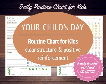 Weekly Routine Chart for Kids - instant download - pre-filled or empty