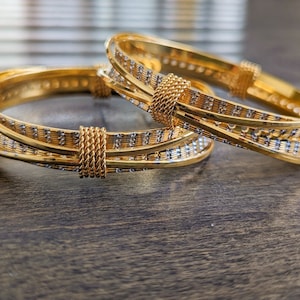 Gold Bangles Pair/ Indian Bangles/ Indian Jewelry/ Bollywood Jewelry