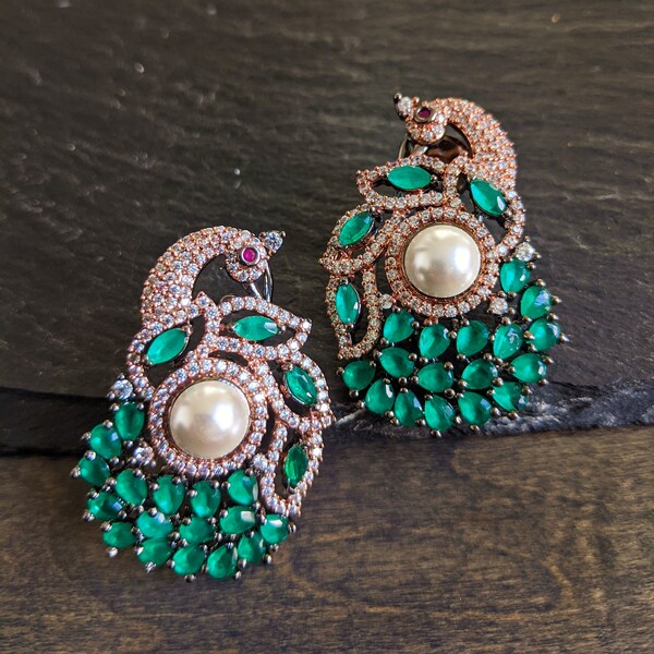 Peacock Earrings - Etsy