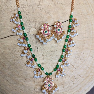 Traditional Guttupusalu beads short length necklace/ Matte gold beads necklace set/ Southindian necklace Set