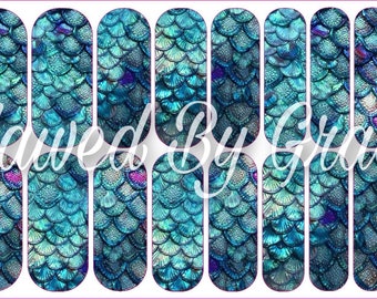 Mermaid Scales | Mermaid | Waterslide Nail Decals | Full Wrap | Decals | Nail Transfers | Mermaid Nail Art | Ocean | Blue | Water Decals |