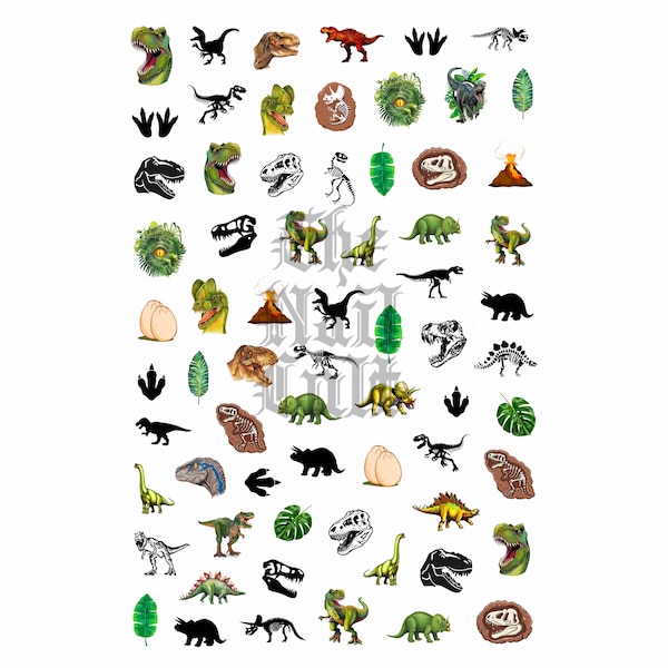 Dinosaur Nail Stickers, Nail Art Stickers, Fossils, Leaves, Dinosaur Nails, Bones, Dino Nails, Skeletons, Nail Decals, T Rex, Fossil Nails