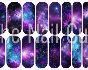 Galaxy, Space, Water Decals, Waterslide Nail Decals, Nail Wraps, Nail Art, Planets, Galaxy Nails, Spacey Nails, Marble, Stickers, Stars