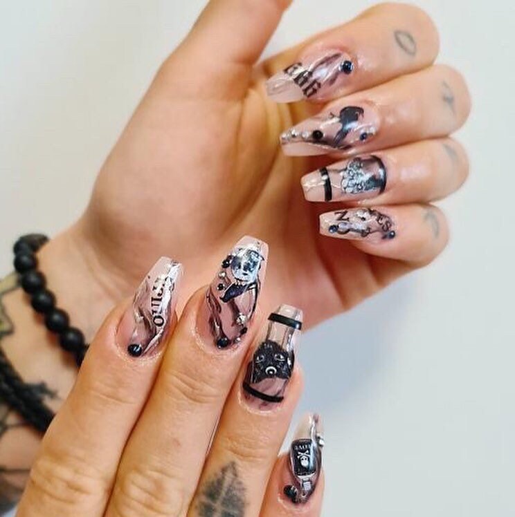 Witch Clairvoyance Witchy Stickers Tarot 8 Witchcraft Skulls Spirit Board Nail Wraps Gothic Waterslide Decals Magical Ouija