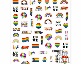 Gay Pride Nail Stickers, Gay Pride Nail Art, LGBTQ, Rainbows, Gay Pride Month, Nail Decal Stickers, Nail Stickers For Pride, Pride Nails