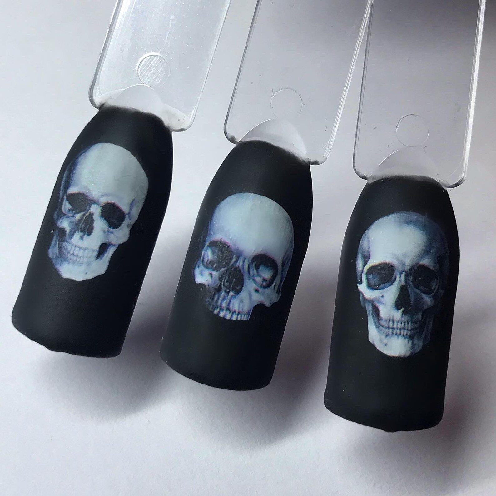 Black and White Skulls Nail Decals Skull Nails Water Etsy