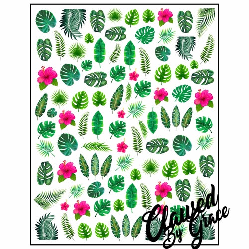 Tropical Leaves | Green Leaves | Waterslide Nail Decals | Water Decals | Nail Decals | Summer Nail Art | Leaf Nail Art | Floral | Botanical
