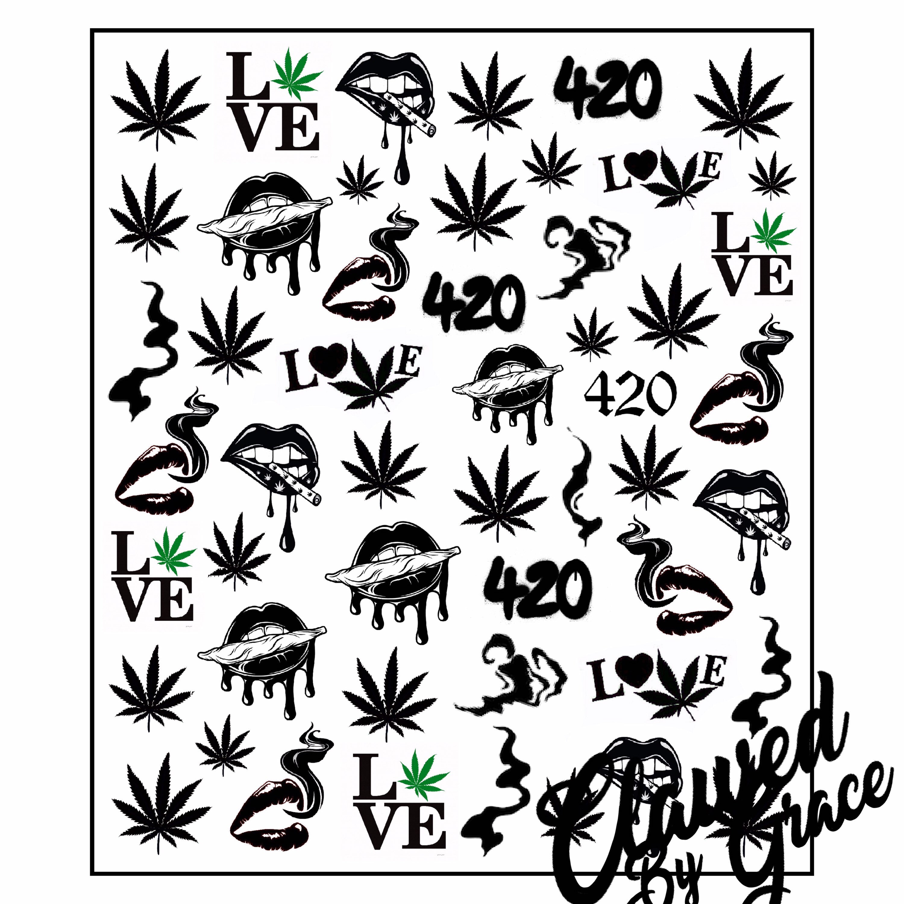 420 Nail Art Waterslide Nail Decals Water Decals Hemp | Etsy