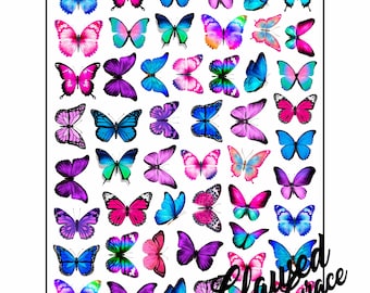 Large Multicoloured Butterfly Nail Stickers, Butterflies, Adhesive Nail Stickers, Butterfly, Butterfly Nails, Butterfly Nail Art, Stickers