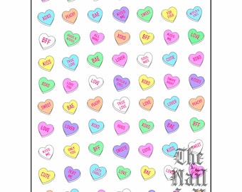 Valentines Nail Stickers, Love Hearts, Candy, Stickers, Nail Art, Sweets, Candy Hearts, Valentines Day Nails, Love, Cute, Heart Nails, Sweet