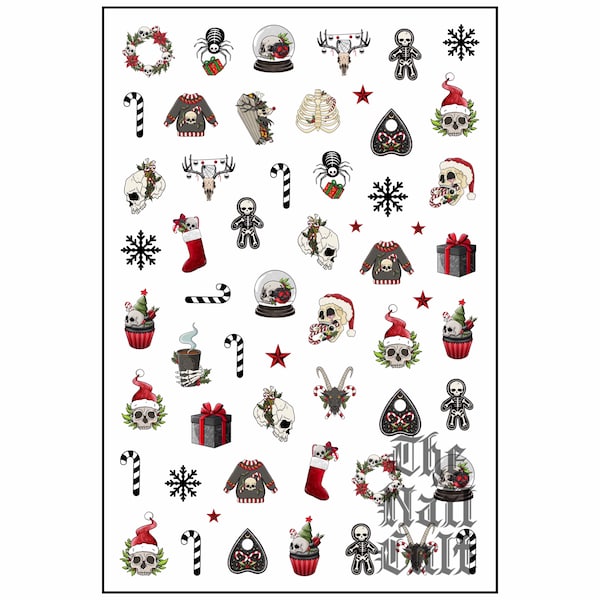 Gothic Weihnachten Nail Sticker, Gruselige Weihnachten, Nagel Aufkleber, Weihnachtsnägel, Gothic Nail Art, Gothic Nail Stickers, Festliche Nagelkunst