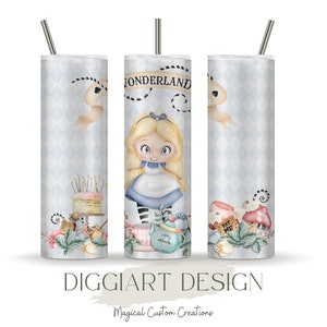 Alice in Wonderland Tumbler Wrap, 20oz Skinny tumbler wrap, Alice in Wonderland Sublimation, Alice Tumbler Design, Instant Download,