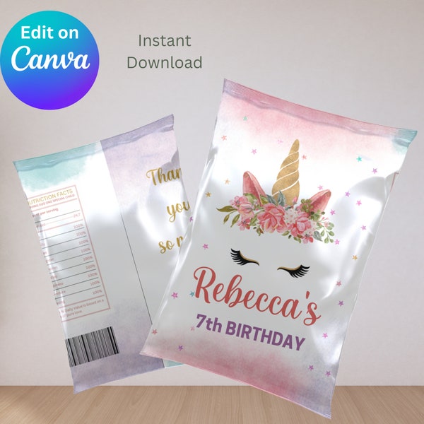 CANVA Chip Bag Mockup. Chip Packet. Party Favor Mockup. Canva Template. Birthday Mockup. Crisp bag.