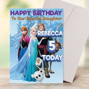 Tarjeta de cumpleaños de Frozen para CUALQUIER EDAD: Tarjeta de cumpleaños personalizada de la princesa Elsa.