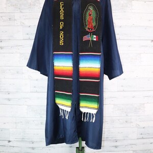 Class of 2025 Sarape graduation sash school stole wraps Mexican Stole Black Gold Virgen de Guadalupe