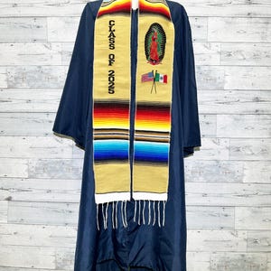Class of 2025 Sarape graduation sash school stole wraps Mexican Stole Gold Virgen de Guadalupe