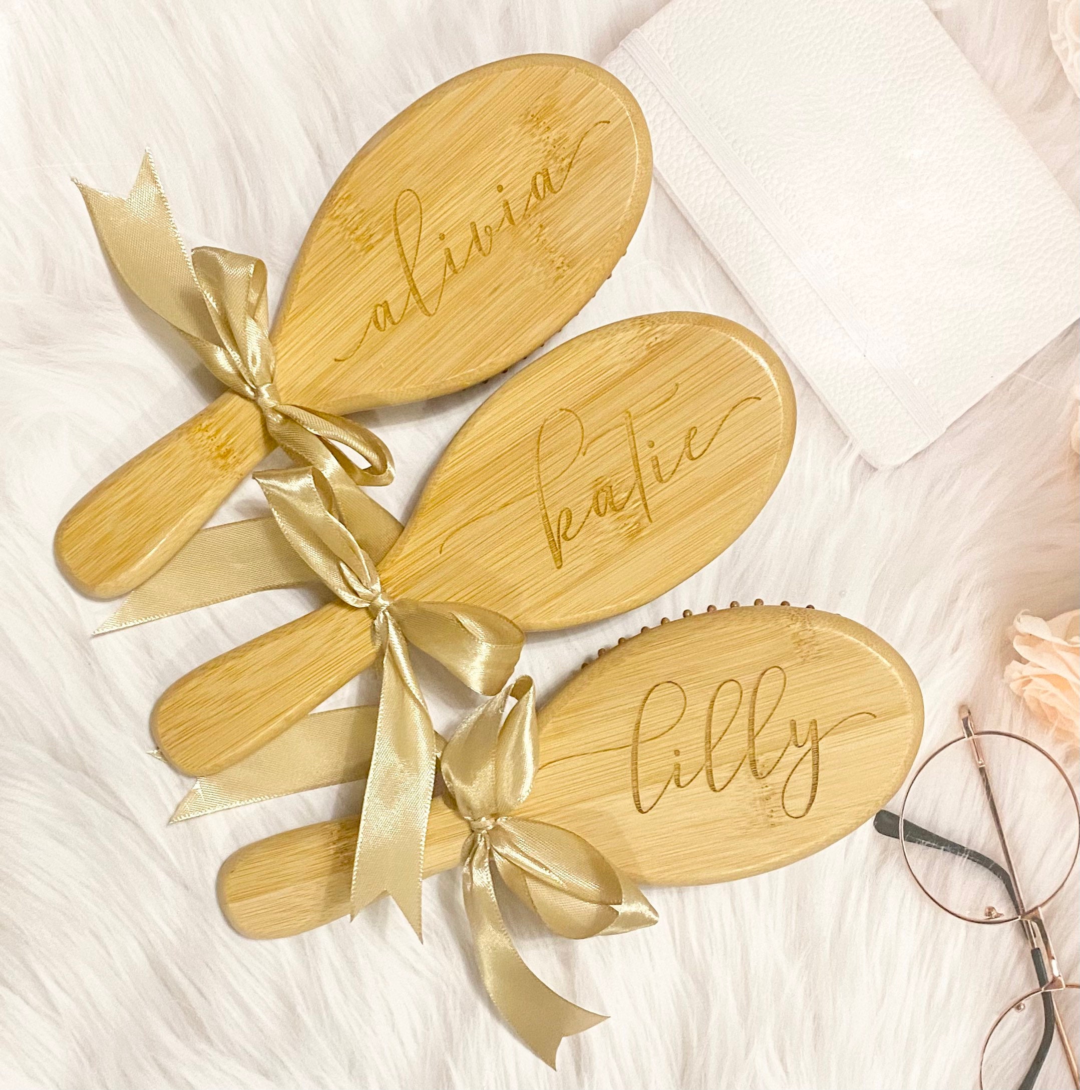 Bamboo Wood Hair Brush Personalized Hair Brush Laser Etsy