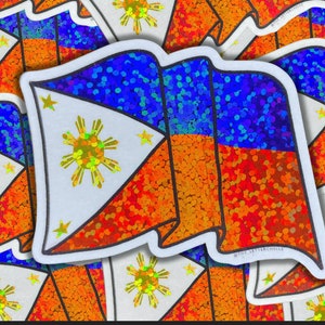 Philippine Flag sticker | Waterproof Sticker | Laptop Sticker | Glitter Sticker | Hydroflask Sticker  | Water Bottle sticker | Filipino