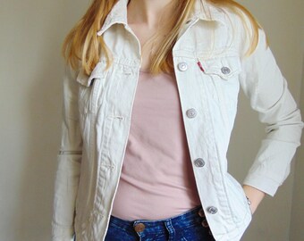 Levis 1990s Denim jacket XS White jacket 90s levis Jean jacket Vintage levis 90s jacket Levis denim jacket Levi strauss Blazer