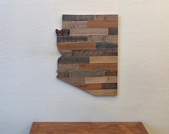 Any State Large Wooden Home State Sign Wall Art Decor, Big State Shape Cut Outs Housewarming Gift Handmade With Reclaimed Pallet Wood