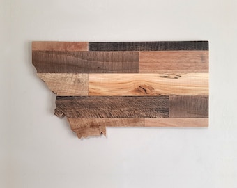 Wooden Montana State Sign Wall Art Decor, Large Home State Cutout, Personalized Housewarming Gift Handmade With Reclaimed Pallet Wood