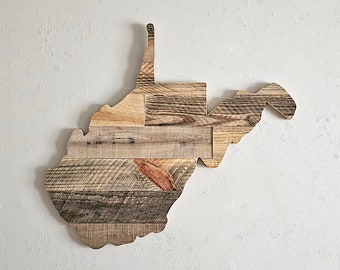 Wooden West Virginia State Sign Wall Art Decor, Large Home State Cutout, Personalized Housewarming Gift Handmade With Reclaimed Pallet Wood