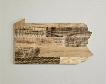 Wooden Pennsylvania State Sign Wall Art Decor, Large Home State Cutout, Personalized Housewarming Gift Handmade With Reclaimed Pallet Wood