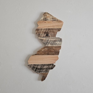 New Jersey Wood Sign Wall Art Decor, Large Rustic Home State Cutout, Personalized Housewarming Gift, Handmade With Wooden Pallets
