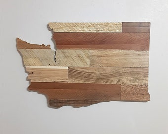 Wooden Washington State Sign Wall Art Decor, Large Home State Cutout, Personalized Housewarming Gift Handmade With Reclaimed Pallet Wood